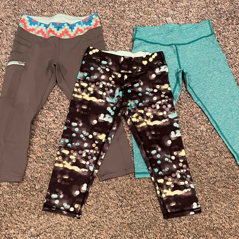 Ivivva Kids' Leggings with Brown and Teal Pattern